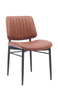 Indoor Mid-Century Modern Metal Chair with Brown Vinyl Seat & Back