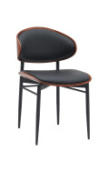 Indoor Modern Metal Chair with Black Vinyl Seat and Curved Back