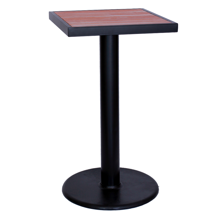 24x24 Black Steel Bar Height Table With Rosewood Slat Top Restaurant   MW2424 BAR 