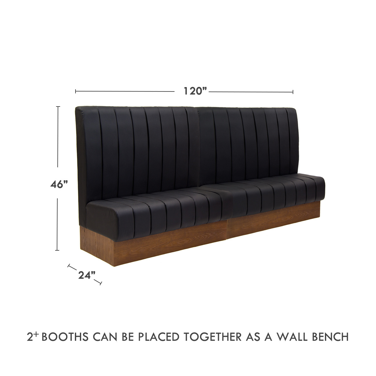 60L, Veneer Booth with Upholstered Back & Seat in Black : Restaurant ...