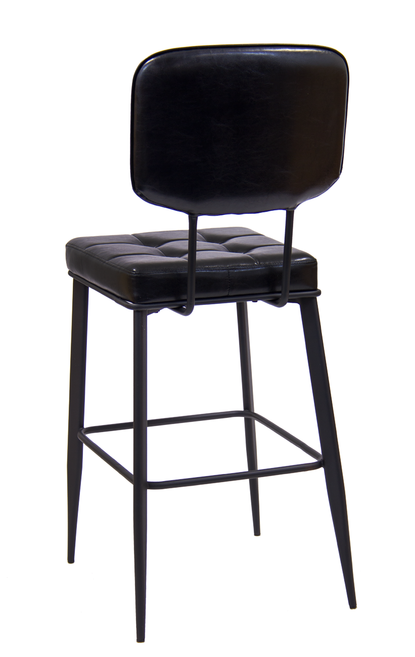 Indoor Black Metal Bar Stool with Vinyl Seat & Back Restaurant