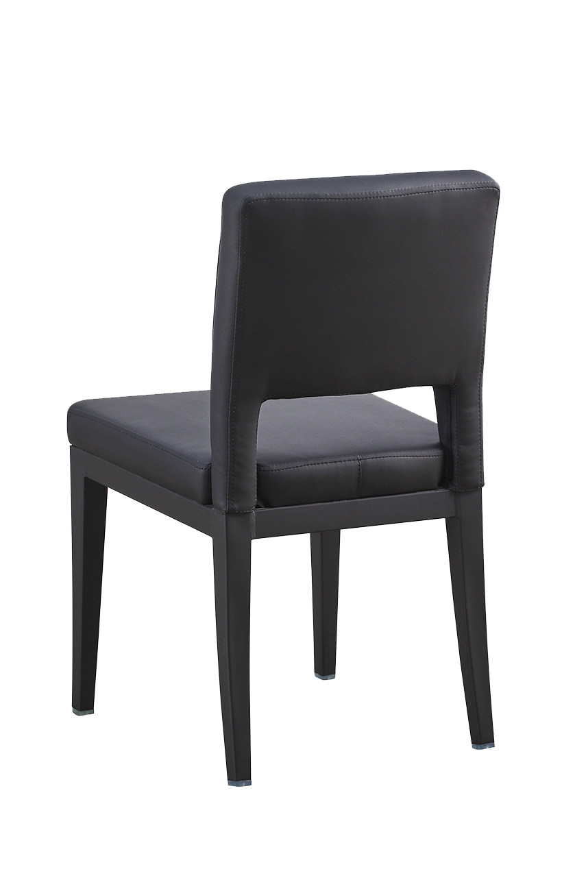 Indoor Black Metal Chair w/ Black Vinyl Seat & Back : Restaurant ...