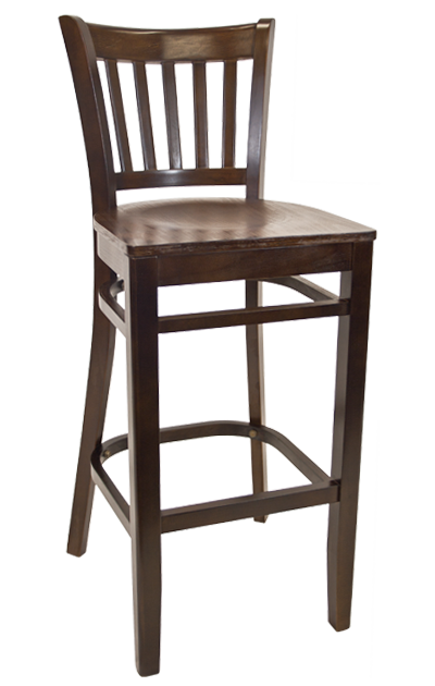 Beechwood Vertical Slat Side Barstool w/ Walnut Frame and Veneer Seat ...