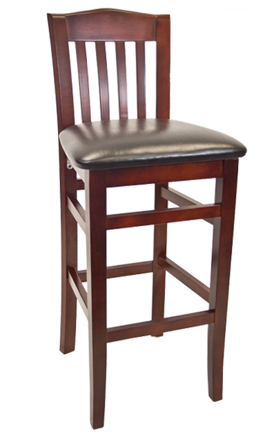 Beechwood Vertical Slat Barstool w/ Dark Mahogany Frame and Vinyl Seat ...