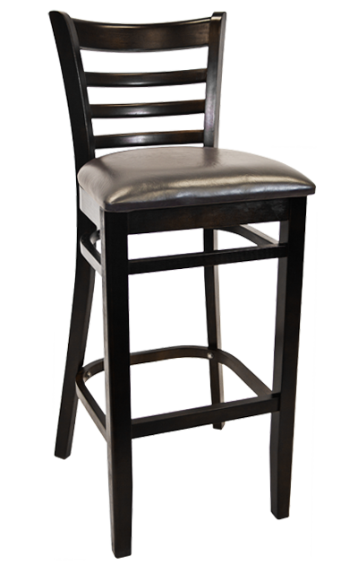 Beechwood Ladder Back Barstool w/ Black Frame and Vinyl Seat ...