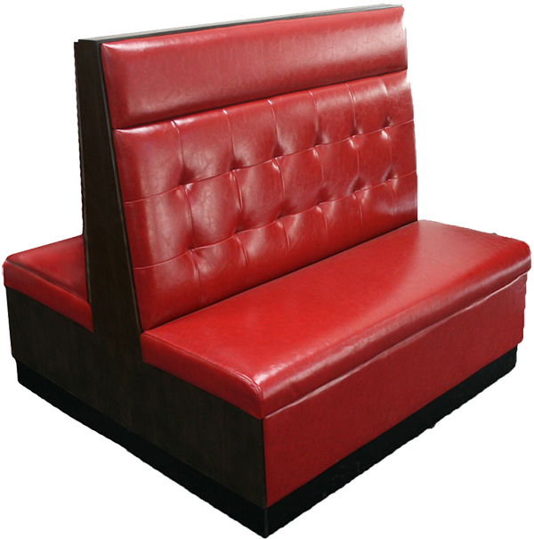 Button Tufted Back Vinyl Double Booth in Red