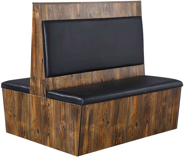 Country Style Melamine Double Booth with Plain Vinyl Back &Seat