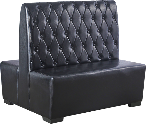 Diamond Pattern Button Tufted Vinyl Back Upholstered Double Booth in Black