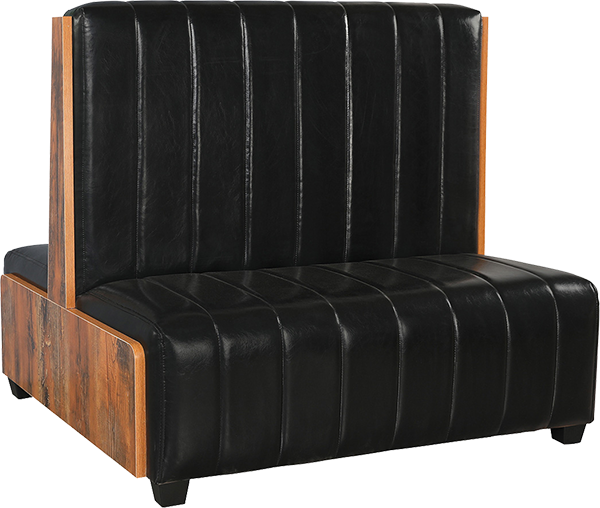 Vertical 8-Channel Back Melamine Double Booth with Upholstered Back & Seat